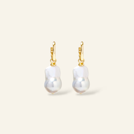 Pair of baroque pearl earrings with gold hooks