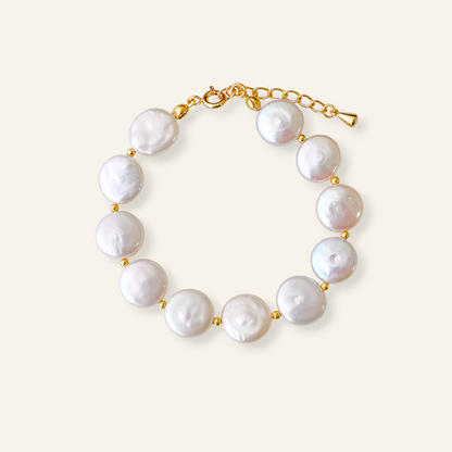 Luna freshwater coin pearl bracelet with gold-tone details