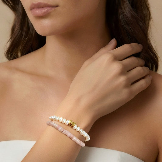 pink opal pearl bracelet