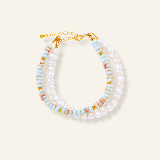 blue agalmatolite pearl bracelet