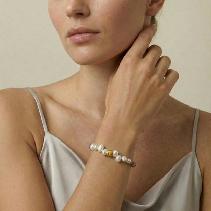  Rhodonite pearl bracelet