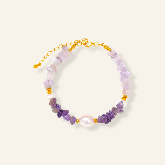 Amethyst Gemstone pearl Bracelet 