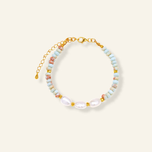 galmatolite pearl bracelet with gold beans