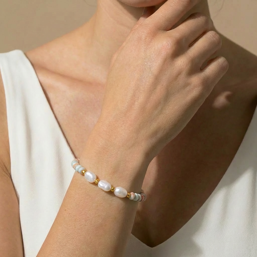 agalmatolite pearl bracelet