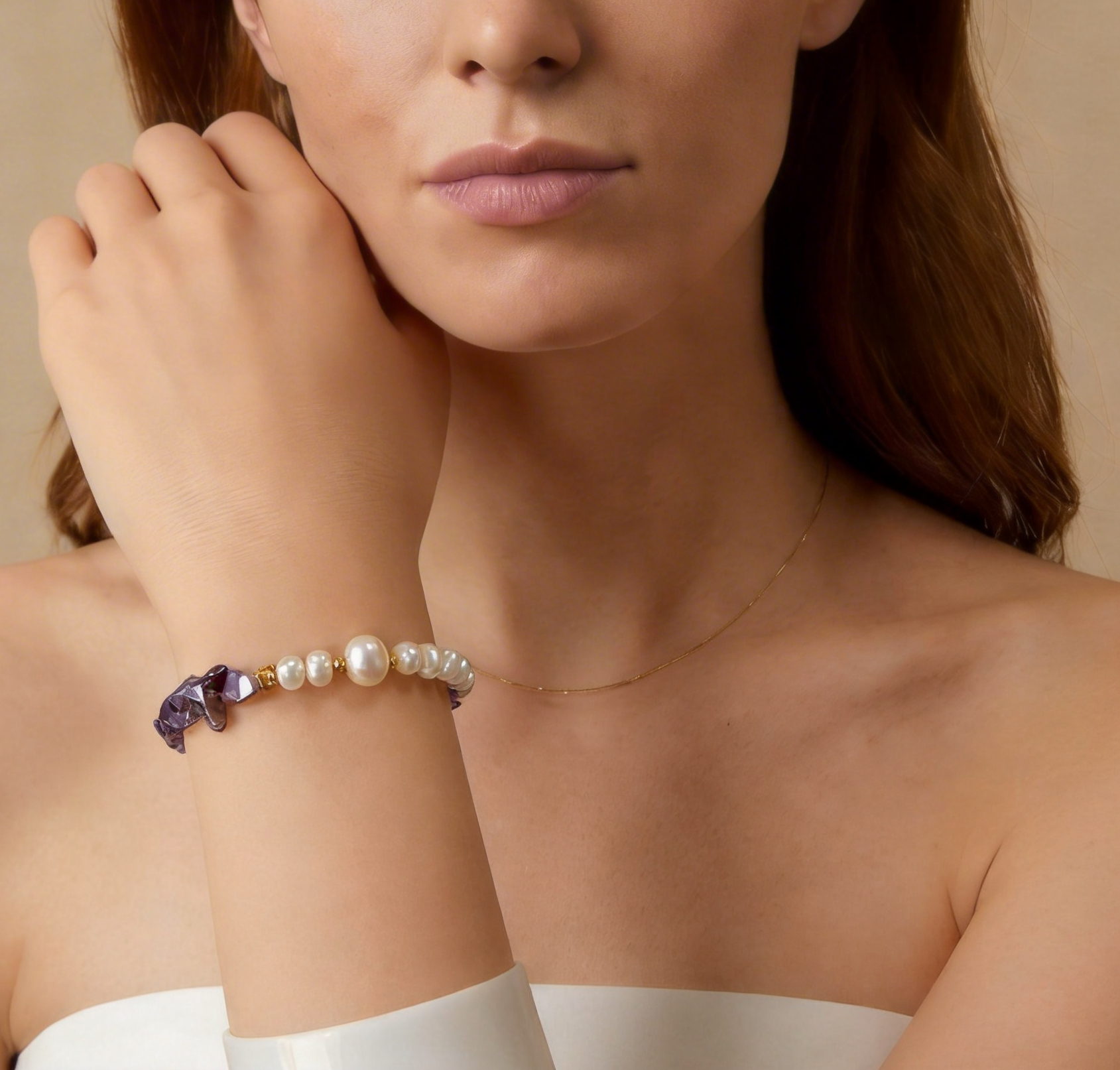 amethyst quartz pearl bracelet