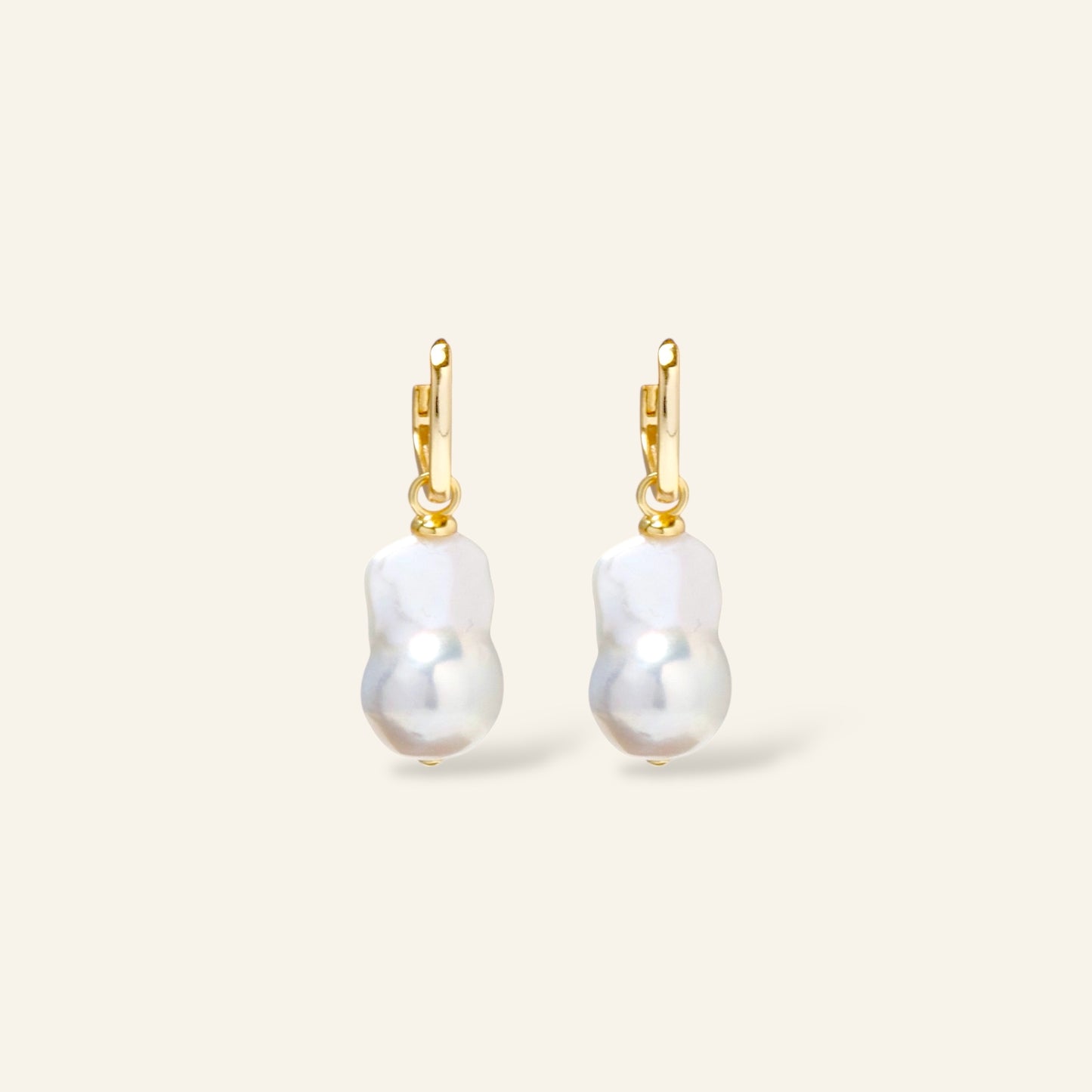 Pair of baroque pearl earrings with gold hooks 