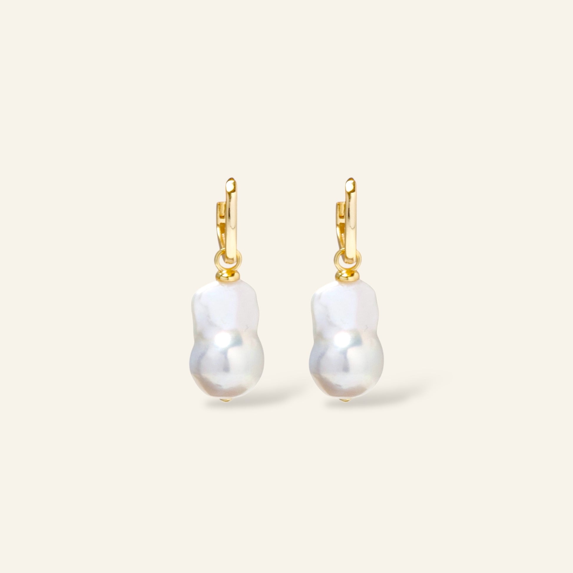 Pair of baroque pearl earrings with gold hooks 