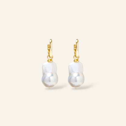 Pair of baroque pearl earrings with gold hooks 