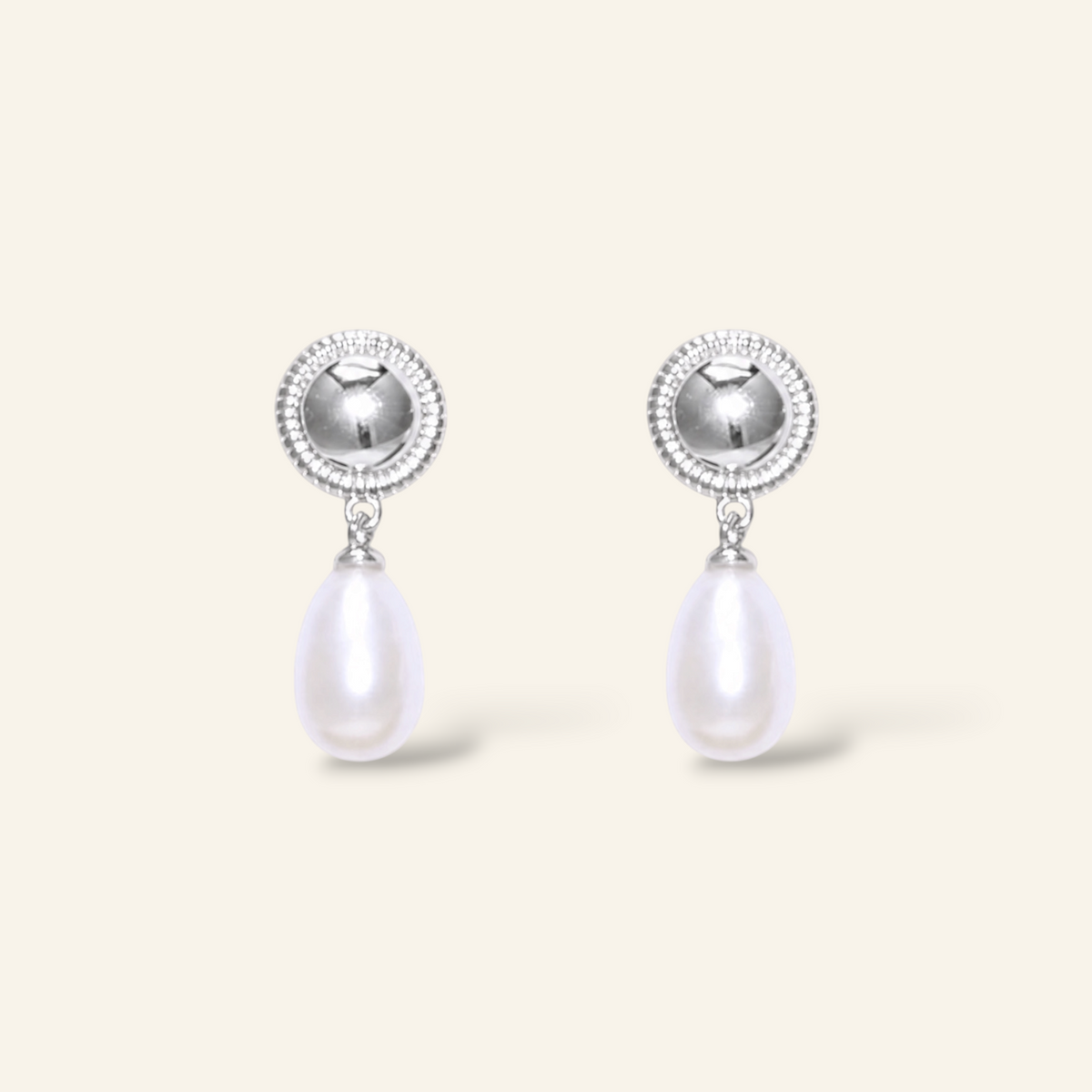 Solene pearl drop earrings in silver