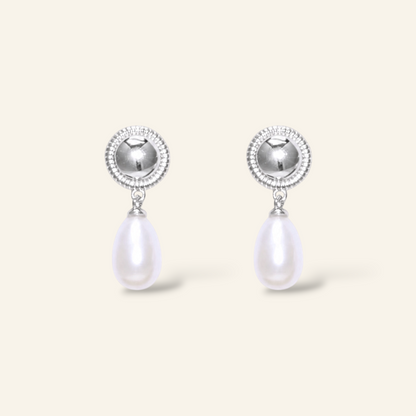 Solene pearl drop earrings in silver