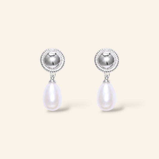 Solene pearl drop earrings in silver