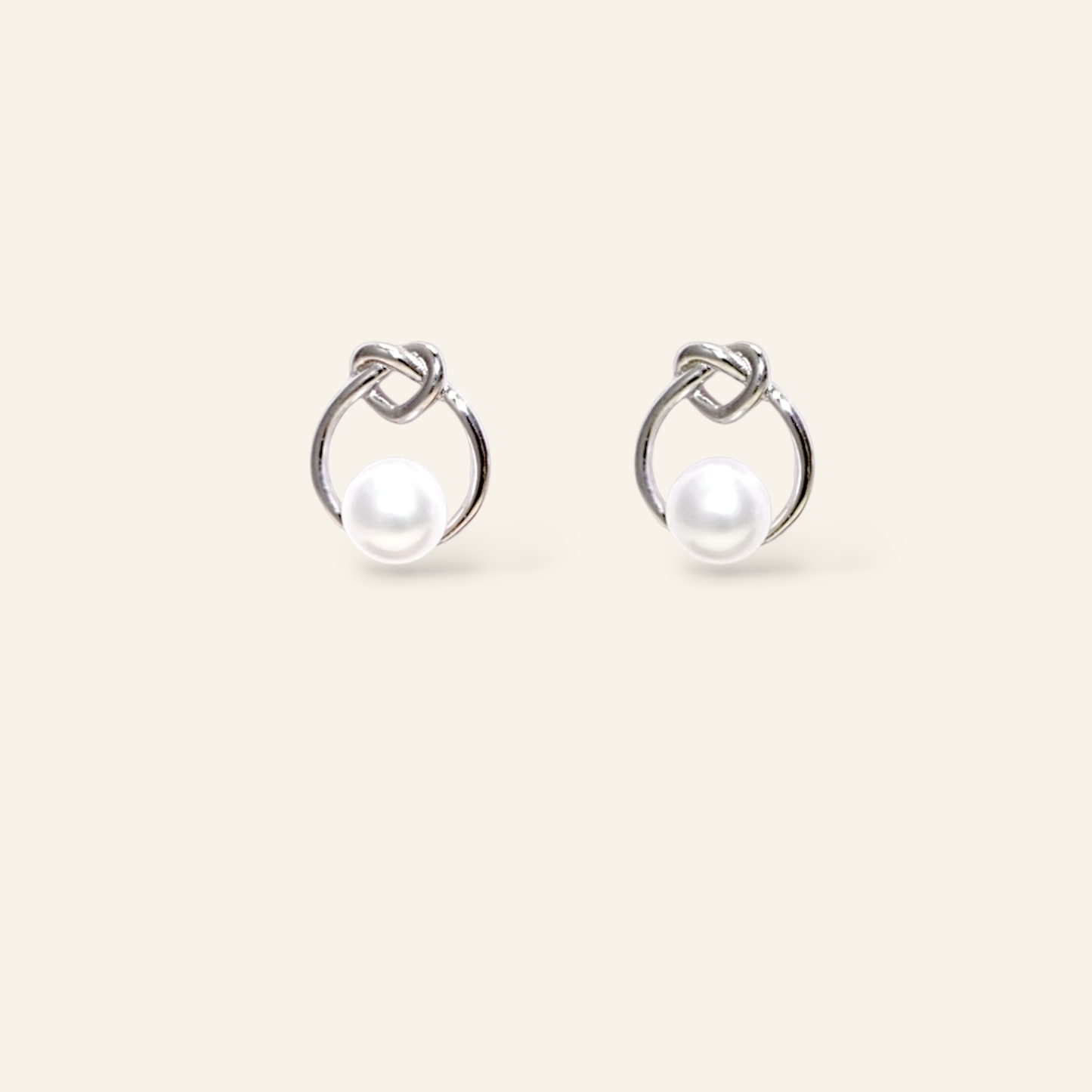 silver pearl stud earrings