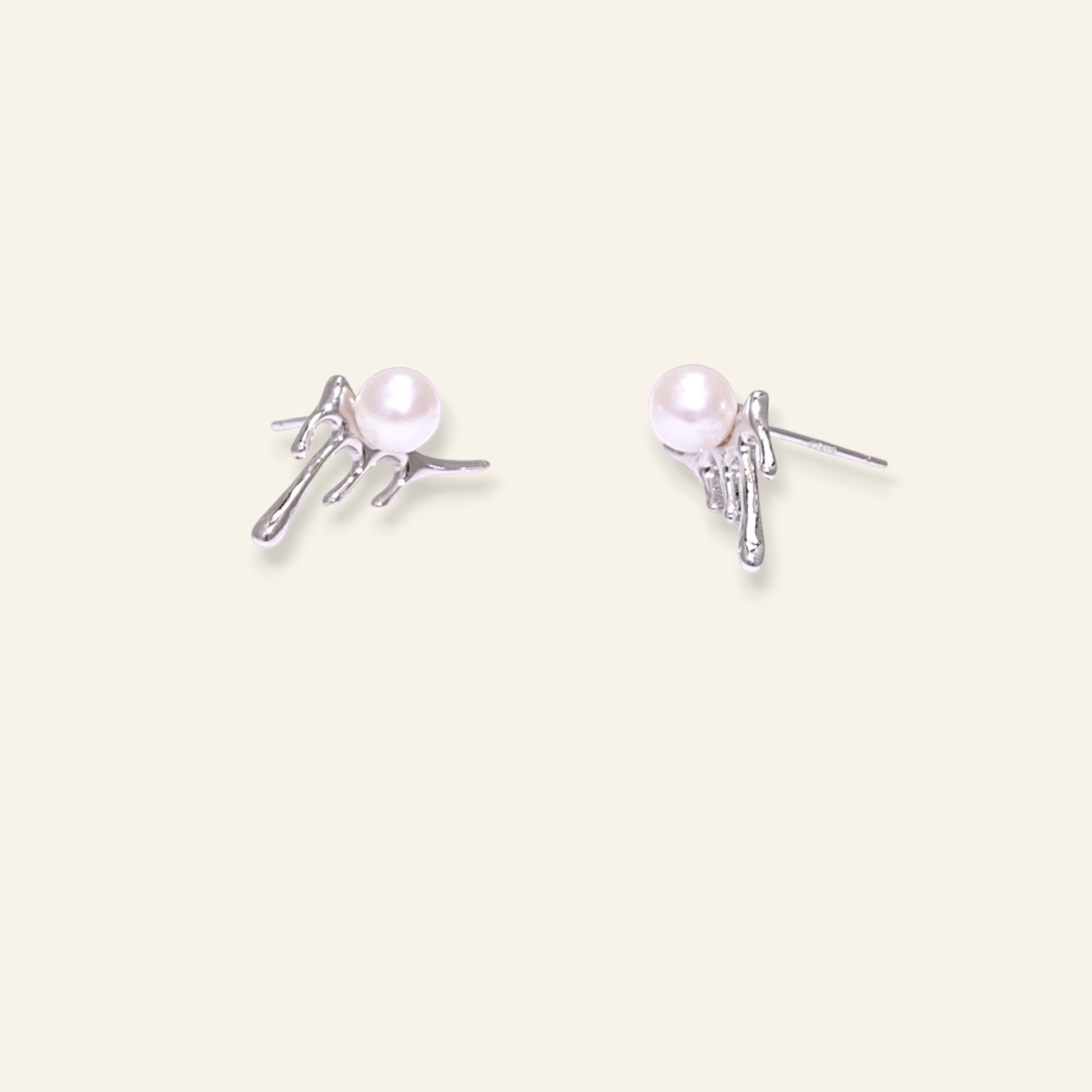 silver pearl studs