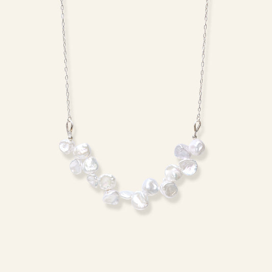 Pearl necklace on a white background