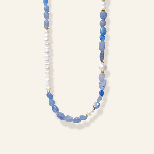 blue aventurine pearl necklace