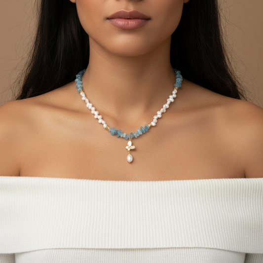 aquamarine pearl necklace
