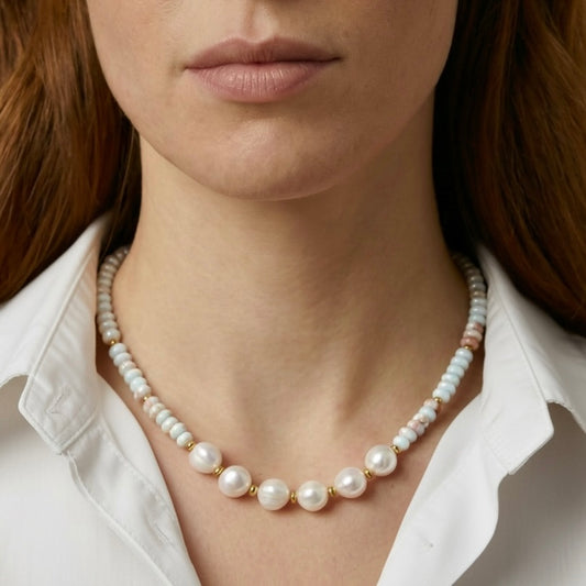 agalmatolite pearl necklace