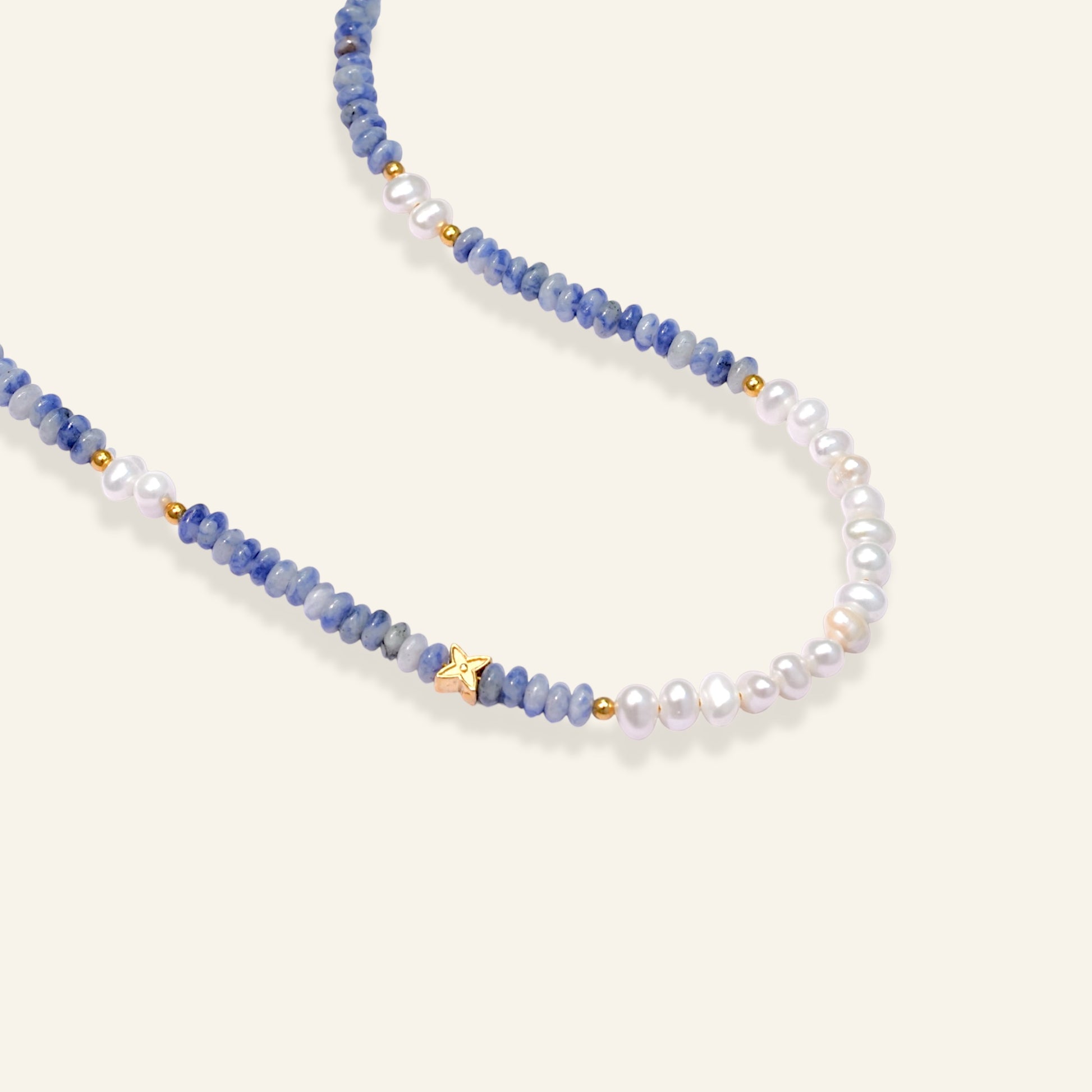 detail blue aventurine pearl necklace
