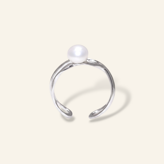Orbit freshwater pearl ring in sterling silver