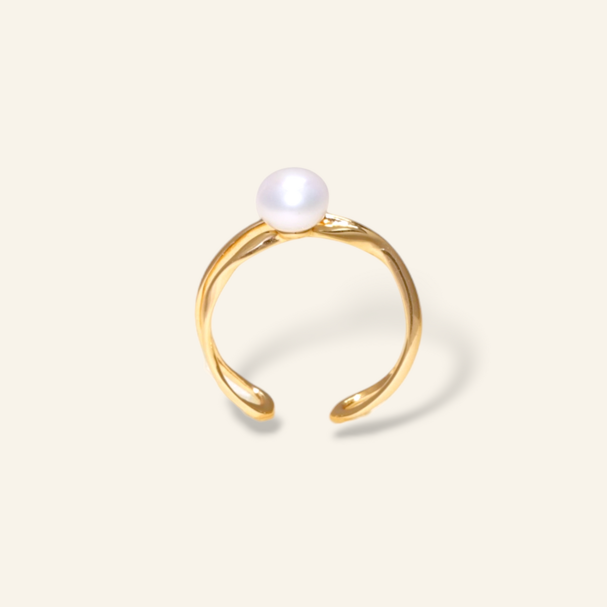 Orbit freshwater pearl ring in 18K gold plated sterling silver