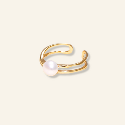 Orbit freshwater pearl ring in 18K gold plated sterling silver in melbourne